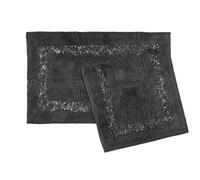 Diamante Sparkle 100% Cotton Heavyweight 2 Piece Bath Mat & Pedestal Bathroom Toilet Set - Charcoal - Emma Barclay | TJ Hughes