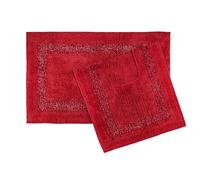 Diamante Sparkle 100% Cotton Heavyweight 2 Piece Bath Mat & Pedestal Bathroom Toilet Set - Red - Emma Barclay | TJ Hughes