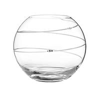 Diamante Sphere Vase with Hand Cut Swirl with Swarovski crystals- Decorated Round vase Globe Fish Bowl Shape Ideal for Bouquets and Other Decorations - 20cm