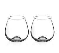 DIAMANTE Stemless Wine Glasses Pair ‘Auris’ - Undecorated Crystal Wine Glasses with no stem, stemless Gin Glasses - Box of 2