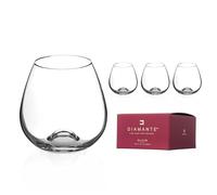 DIAMANTE Stemless Wine Glasses Set of 4 ‘Auris’ - Undecorated Crystal Wine Glasses with no stem, stemless Gin Glasses - Box of 4 in Gift Box