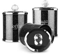 Diamante Sugar Canisters Glass Crushed Diamond Tea Coffee Sugar Jars Reusable Crystal Filled Tea Coffee Sugar Canisters with Lid for Kitchen Home Present