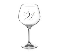 DIAMANTE Swarovski 21st Birthday Gin Copa Glass Platinum - Single Crystal Gin Balloon Glass with a Platinum Embossed “21” - Swarovski Crystals Gift Packed