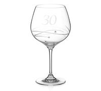DIAMANTE Swarovski 30th Birthday or Anniversary Gin Copa - Single Crystal Gin Glass with a Hand Etched “30” - Embellished with Swarovski Crystals