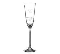 DIAMANTE Swarovski 50th Birthday Champagne Glass - Single Crystal Champagne Flute with a Hand Etched “50” - Embellished with Swarovski Crystals