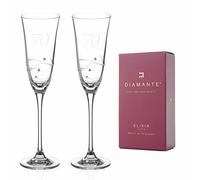 DIAMANTE Swarovski 70th Birthday Champagne Glasses - Set of 2 | Crystal Champagne Flute, Hand Crafted “70”, 70th Birthday Gifts, 70th Birthday Champagne Glasses, Gifts For Women