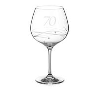 DIAMANTE Swarovski 70th Birthday or Anniversary Gin Copa - Single Crystal Gin Glass with a Hand Etched “70” - Embellished with Swarovski Crystals