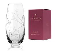 DIAMANTE Swarovski Barrel Shaped Crystal Glass Vase "Leaf" | Hand Cut, Flowering Vine Decoration, Swarovski Crystals, 25cm Gift Box