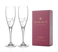 DIAMANTE Swarovski Champagne Flutes Prosecco Glasses Pair 'Chelsea Spiral' - Set of 2