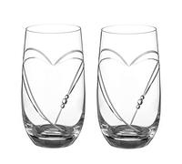 DIAMANTE Swarovski Crystals Hearts Premium Crystal Hand Cut Hi Ball Long Drink Cocktail or Gin Glasses - Set of 2 in Gift Packaging