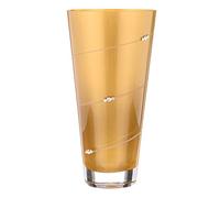 DIAMANTE Swarovski Gold Metallic Crystal glass Vase with Swarovski Crystals Silhouette design Conical Tapered shape 25cm in gift box