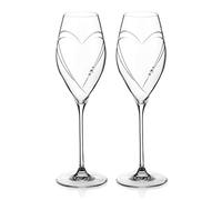 DIAMANTE Swarovski Prosecco Glasses Pair - 'Hearts' Design | Swarovski Crystals, Gift Box Set of, Prosecco Gift, Gifts For Couples, Wedding Gift