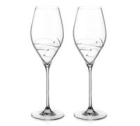 DIAMANTE Swarovski Prosecco Glasses Pair - 'Spiral' Design with Swarovski Crystals - Gift Box Set of 2