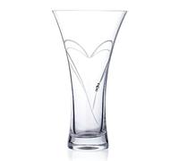 DIAMANTE Swarovski Trumpet Flared Crystal Vase "Hearts" - Hand Cut - 25cm