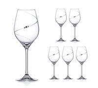 DIAMANTE Swarovski White Wine Glasses - 'Silhouette' Hand Cut Design Embellished with Swarovski Crystals - Set of 6 in Premium Gift Box