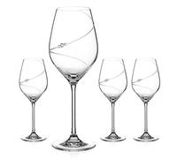 DIAMANTE Swarovski Wine Glasses - 'Silhouette' Hand Cut Design Embellished with Swarovski Crystals - Set of 4