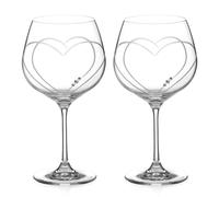 Diamante Toast Heart Gin Glasses Adorned with Crystals by Swarovski® - Set of 2 - Made From Premium Lead Free Crystal Glass