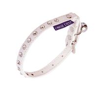 Diamante Velvet Adjustable Cat Safety Collar With Bell Made By Posh Petz® - Natural/White