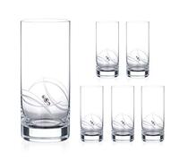 DIAMANTE Water Glasses Crystal Long Drink Hi Balls - ‘Atlantis’ - Embellished with Crystals - Set of 6