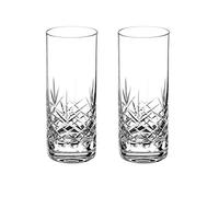 DIAMANTE Water Glasses Crystal Long Drink Hi Balls Pair with ‘Blenheim’ Collection Hand Cut Design - Set of 2