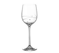 DIAMANTE White Wine Glass Hand Cut and Embellished Crystals- ‘Moda Spiral' Collection Cut Crystal Single Glass in Gift Box