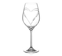 Diamante White Wine Glass - 'Hearts' Hand Cut Design | Embellished with Crystals, Gift Box, Wine Gifts for Women, Wine Lover Gift, Crystal Glassware