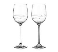 DIAMANTE White Wine Glasses Pair - ‘Moda Spiral' Collection Cut Crystal - Set of 2