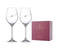 DIAMANTE White Wine Glasses Pair - 'Silhouette' Hand Cut Design Embellished with Crystals - Set of 2
