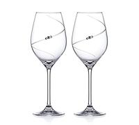 DIAMANTE White Wine Glasses Pair - 'Silhouette' Hand Cut Design Embellished with Crystals - Set of 2 in Premium Gift Box