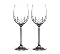 DIAMANTE White Wine Glasses Pair with ‘Classic’ Collection Hand Cut Design - Set of 2 Crystal Wine Glasses