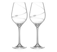 DIAMANTE Wine Glasses Pair - ‘Toast Swirl’- Embellished with Crystals - Set of 2 in Gift Box