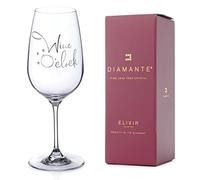 DIAMANTE "Wine O’Clock Glass - Single Crystal Wine Glass with Fun Novelty Slogan Embellished with Sparkling Crystals