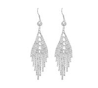 DIAMANTIO 18K Gold Plated Elegant Rhinestone Tassel Dangle Earrings with Cubic Zirconia - Long Crystal Waterfall Statement Earrings for Women, Party & Evening Wear
