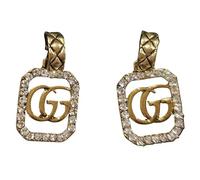 DIAMANTIO 18K Gold Plated Rhinestone Rectangle Drop Earrings with Cubic Zirconia - Vintage-Inspired Dangle Design with Twisted Loop Accent, Elegant Statement Jewelry for Women