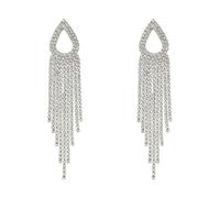 DIAMANTIO 18K Gold Plated, Rhinestone Tassel Dangle Earrings for Women - Sparkling Cubic Zirconia Crystal Statement Drop Earrings for Party, Wedding, Prom, Night Out