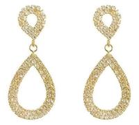 DIAMANTIO 18K Gold Plated Rhinestone Teardrop Dangle Earrings for Women - Sparkling Crystal Drop Earrings for Evening, Party, Wedding, or Formal Events