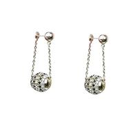 DIAMANTIO 18K Gold Plated Sparkling Ball Drop Earrings with Cubic Zirconia - Crystal Chain Statement Dangle Earrings for Women