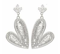 DIAMANTIO 18K Gold Plated Sparkling CZ Crystal Heart Drop Earrings - Rhinestone Statement Dangle Earrings for Women, Elegant Party & Evening Jewelry