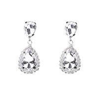 DIAMANTIO 18K Gold Plated Teardrop CZ Crystal Drop Earrings for Women, Sparkling Rhinestone Halo Dangle Earrings with Large Clear Pear Cut Stone, Statement Bridal Wedding Party Jewelry, Lightweight