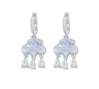 DIAMANTIO Cute Cloud Drop Earrings for Women - Blue Resin Cloud with Teardrop Cubic Zirconia Crystal Raindrops - Dainty Weather-Themed Statement Jewelry