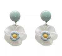 DIAMANTIO Elegant Frosted Flower Drop Earrings - Handmade Floral Dangle Earrings with Embroidered Center - Unique Statement Jewelry for Women