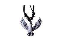 DIAMANTIO Hand-Carved Tribal Eagle Pendant Necklace - Vintage Style Bird Totem Statement Jewelry with Adjustable Cord
