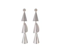 DIAMANTIO Modern Minimalist Tiered Cone Dangle Earrings for Women, 18K Gold Plated Long Geometric Triple Drop Earrings, Polished Metallic Statement Jewelry for High-Fashion Parties and Runway Looks