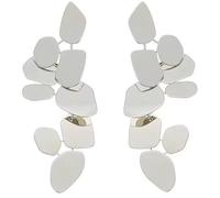 DIAMANTIO Modern Silver Mirror Drop Earrings for Women - Geometric Statement Dangle Earrings, Reflective Lightweight Jewelry for Parties, Weddings & Special Occasions