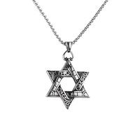 DIAMANTIO Spinner Necklace 18K Gold Plated Stainless Steel Fidget Pendant, Hexagram Star & Rotatable Tire Chain Ring Designs, Punk Rock Hip Hop Jewelry for Men and Teens, Stress Relief Anxiety Charm