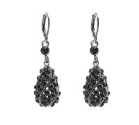 DIAMANTIO Statement Vintage Black Rhinestone Drop Earrings - 18K Gold Plated Teardrop Dangle Earrings with Crystal Accents for Women