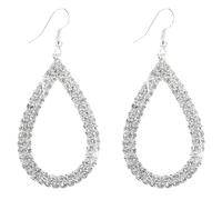 DIAMANTIO Teardrop Cubic Zirconia & Crystal Rhinestone Dangle Earrings - Sparkling Silver-Tone Statement Drop Earrings for Women, Bridal or Evening Jewelry