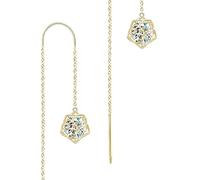 DIAMANTIO Threader Long Chain Hollow CZ-DIAMOND BALL 18K Gold Plated Rose Flower Earrings Drop Threading Dangle Rose Tassel Line For Women Wedding Bride Bridesmaid Bridal, Stainless Steel, Cubic
