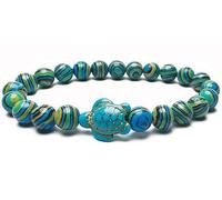 DIAMANTIO Turtle Bracelet - Elastic, One Size Fits Most Sea Turtle Conservation, Volcanic Stone, White Turquoise for Men and Women - Stylish and Meaningful Jewelry the Sea Turtle Blue Malachite