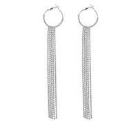 DIAMANTIO Women's Long Cubic Zirconia Crystal Rhinestone Tassel Drop Earrings - 18K Gold Plated, Statement Dangle Earrings for Party, Wedding, Prom & Evening Wear